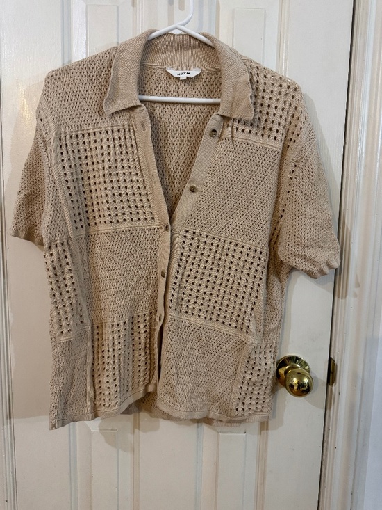 KOTN Tops - KOTN Crochet Button Short-sleeve Button Down